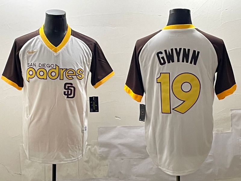 Men San Diego Padres #19 Gwynn White Throwback Game 2025 Nike MLB Jersey style 3->san diego padres->MLB Jersey